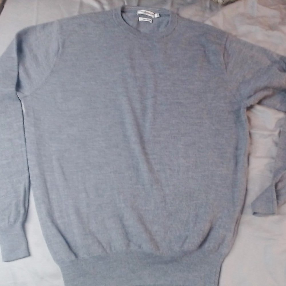 Peter Millar 100% Merlino Wool Sweater Gray Mens Size Large